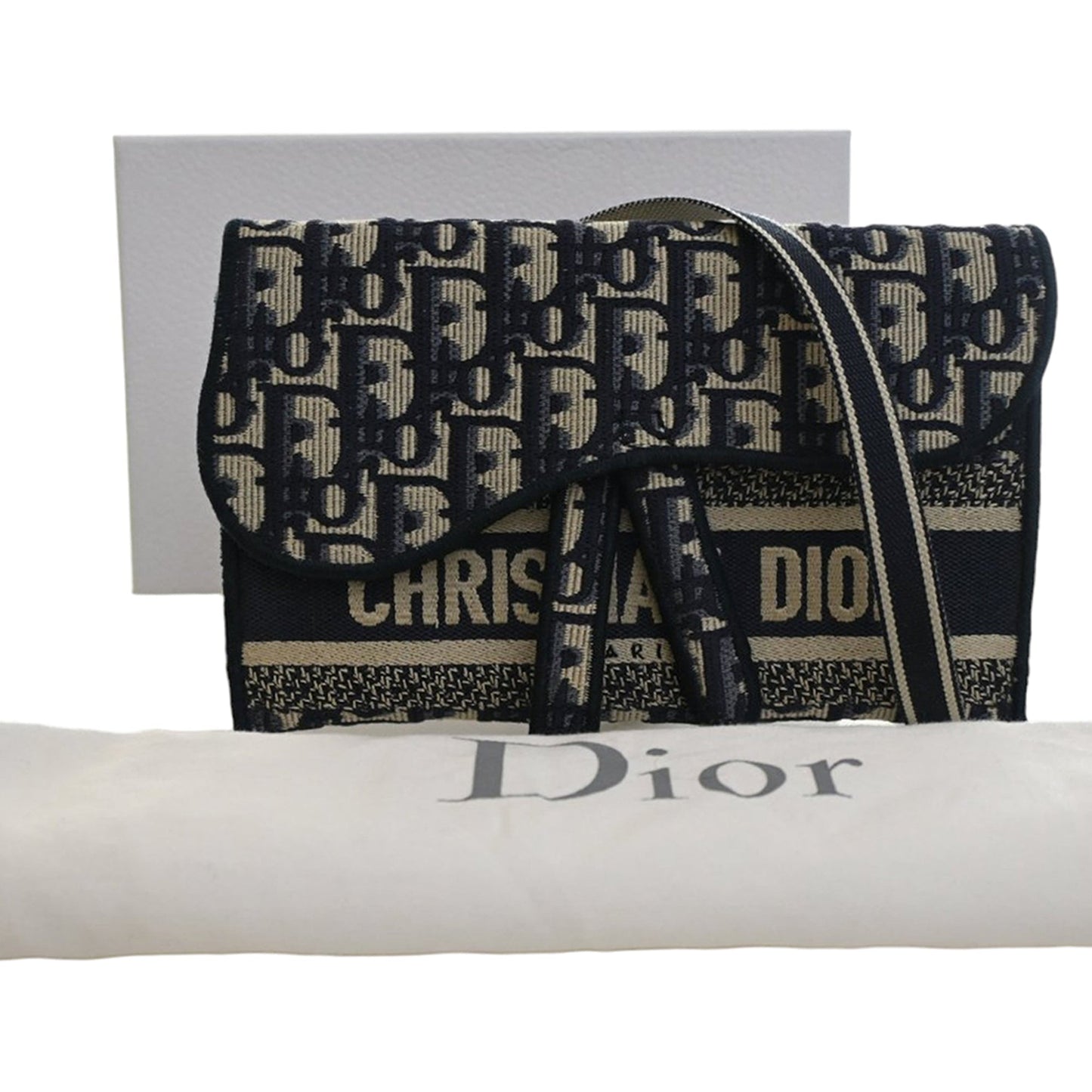 Dior Oblique Canvas Embroidered Saddle Slim Belt Pouch