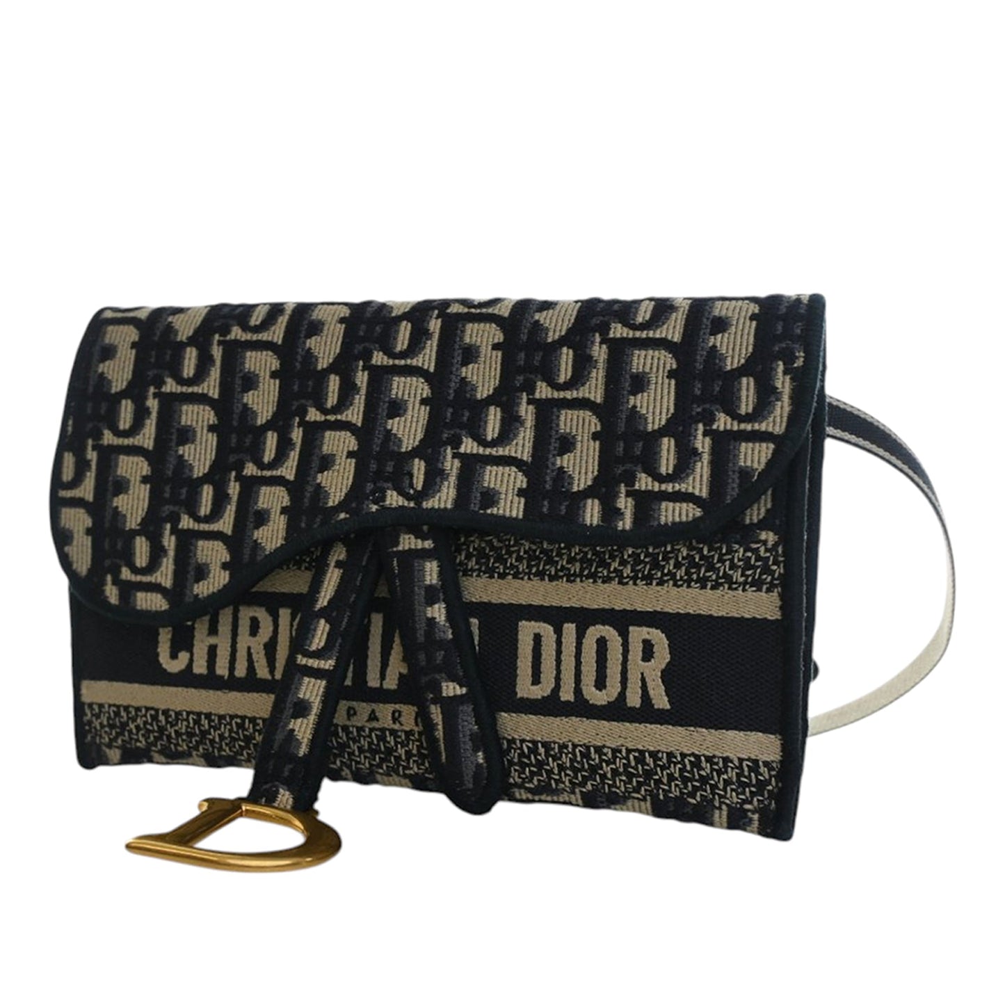 Dior Oblique Canvas Embroidered Saddle Slim Belt Pouch