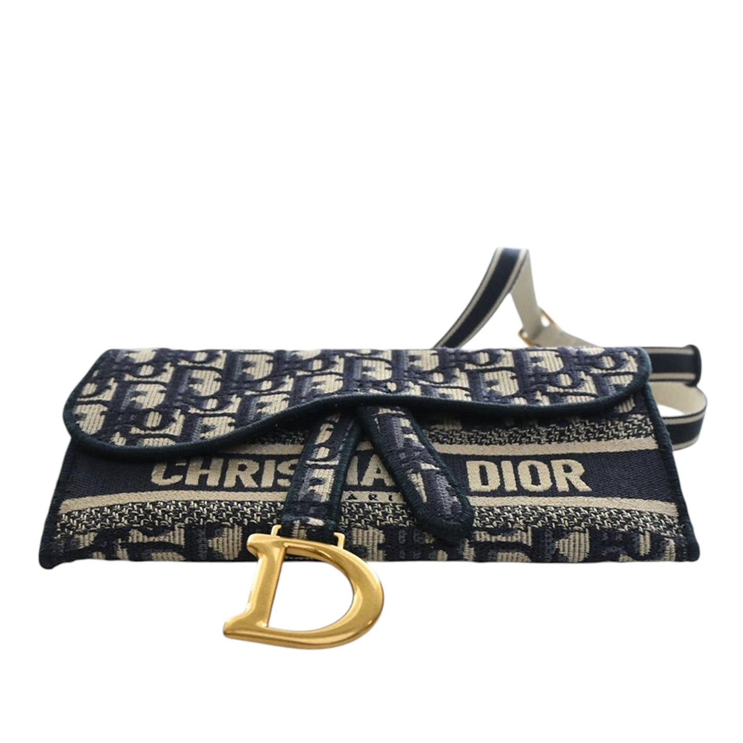 Dior Oblique Canvas Embroidered Saddle Slim Belt Pouch