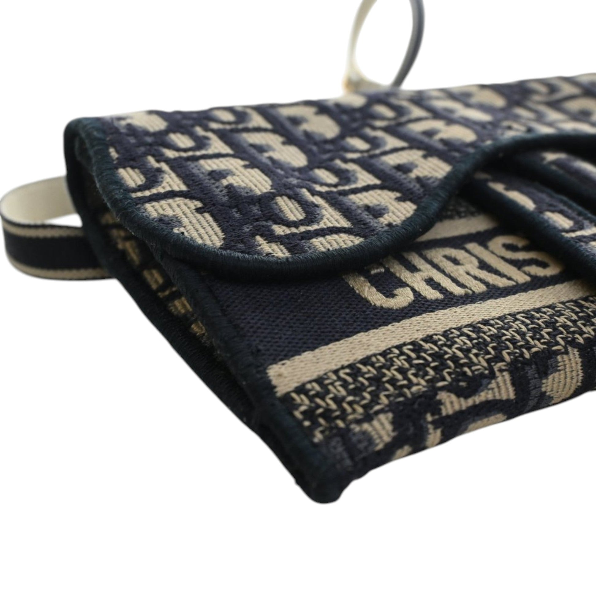 Dior Oblique Canvas Embroidered Saddle Slim Belt Pouch