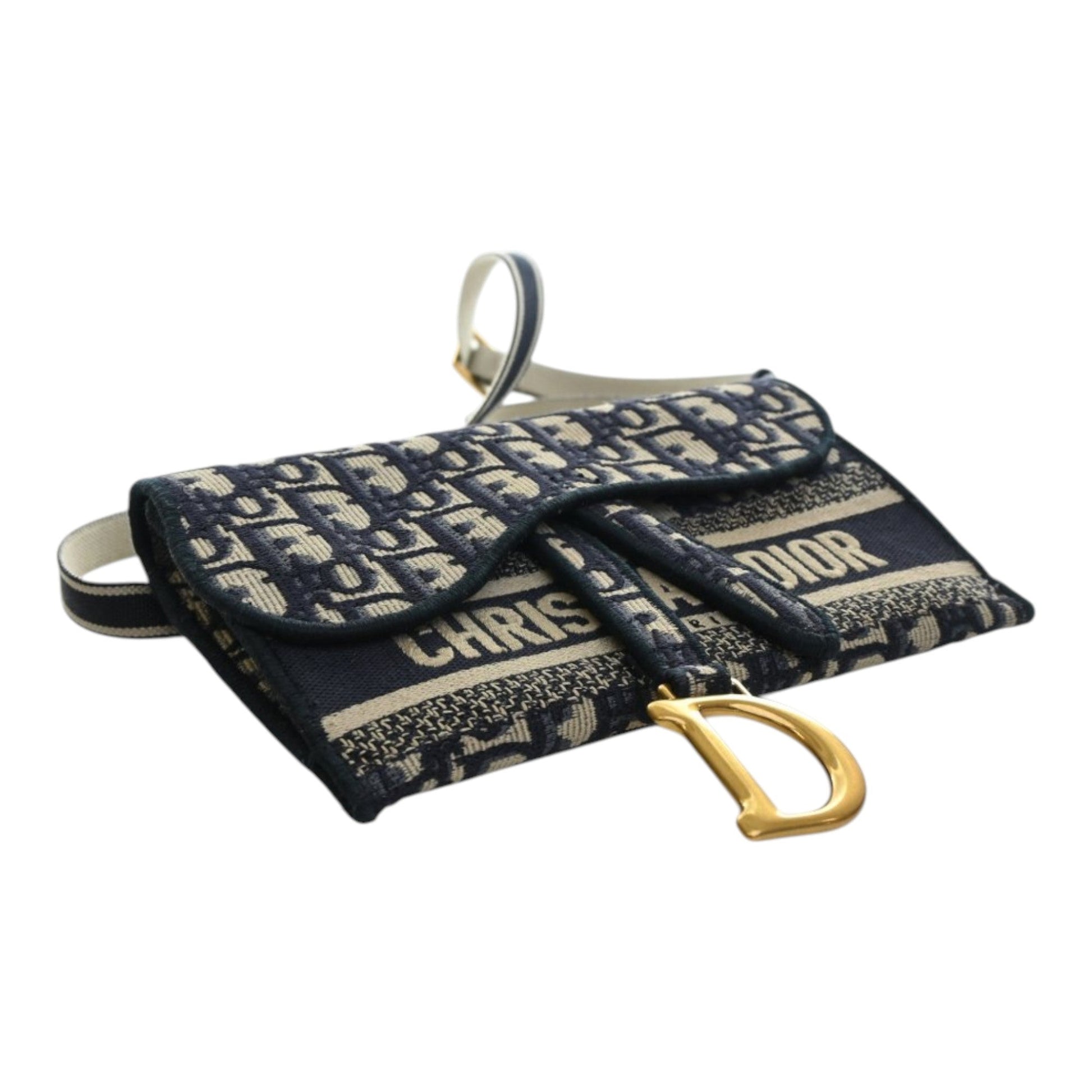Dior Oblique Canvas Embroidered Saddle Slim Belt Pouch