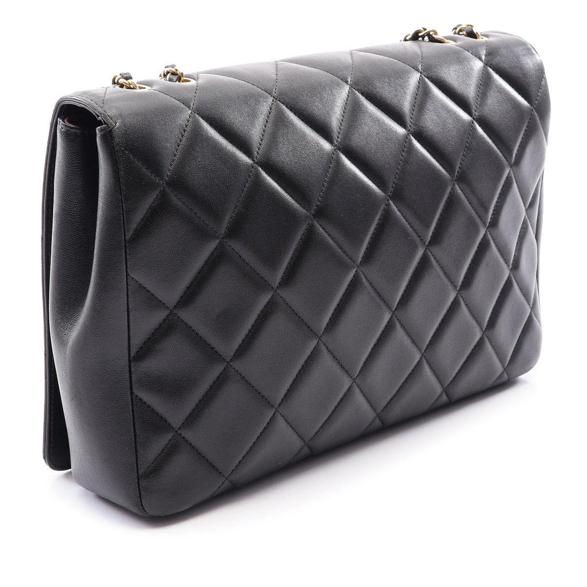 Chanel CC Quilted Lambskin Diamond Full Flap
