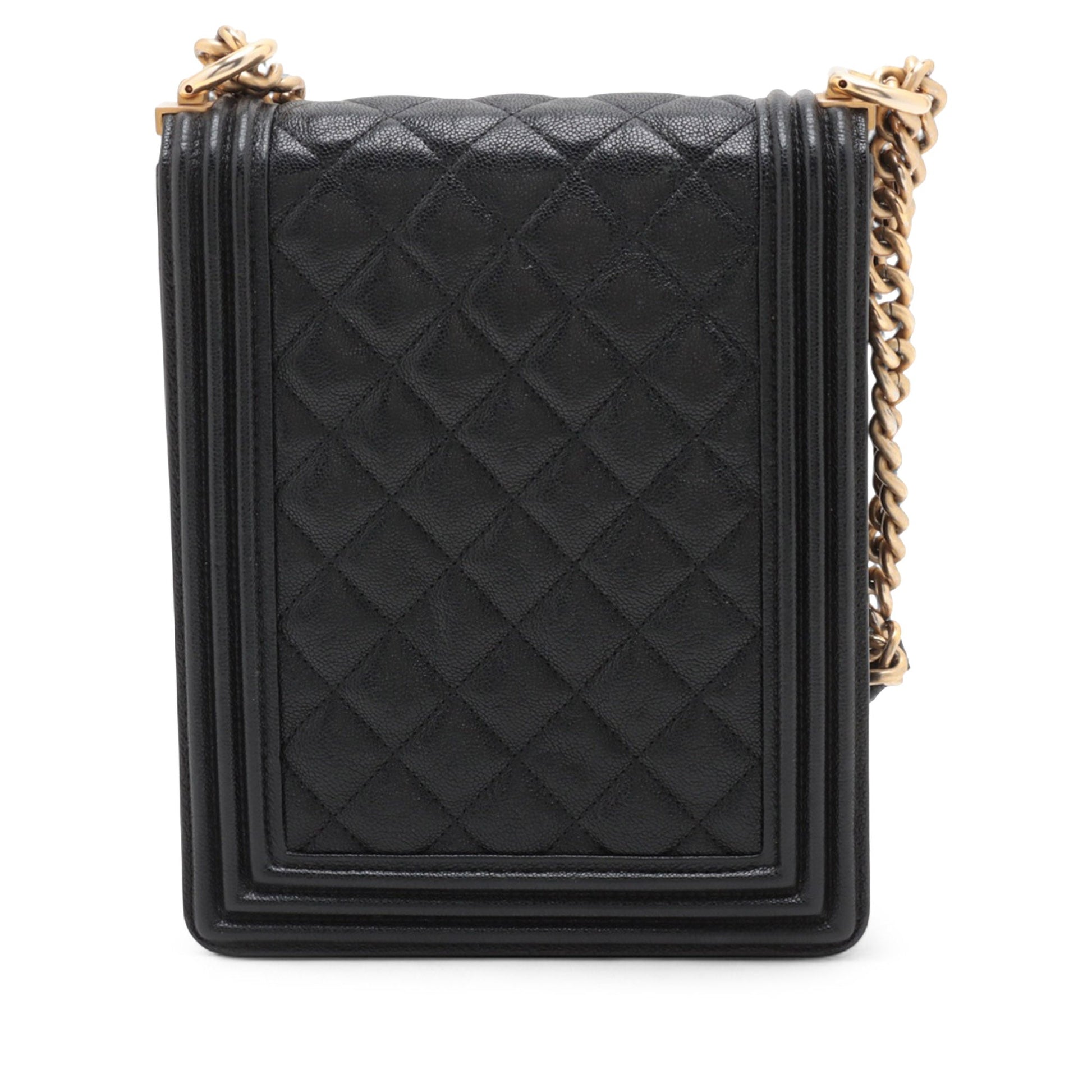 Chanel Quilted Caviar North South Boy Flap