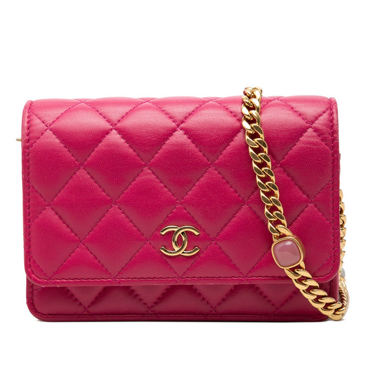Chanel Mini CC Quilted Lambskin Pearl Samba Wallet On Chain