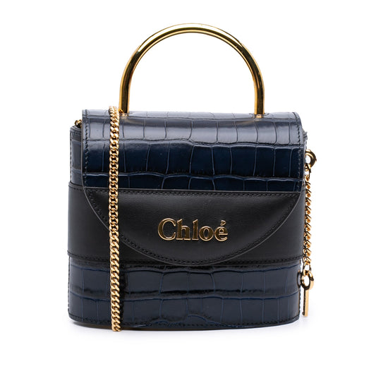 ChloÃ© Croc Embossed Leather Aby Lock Satchel