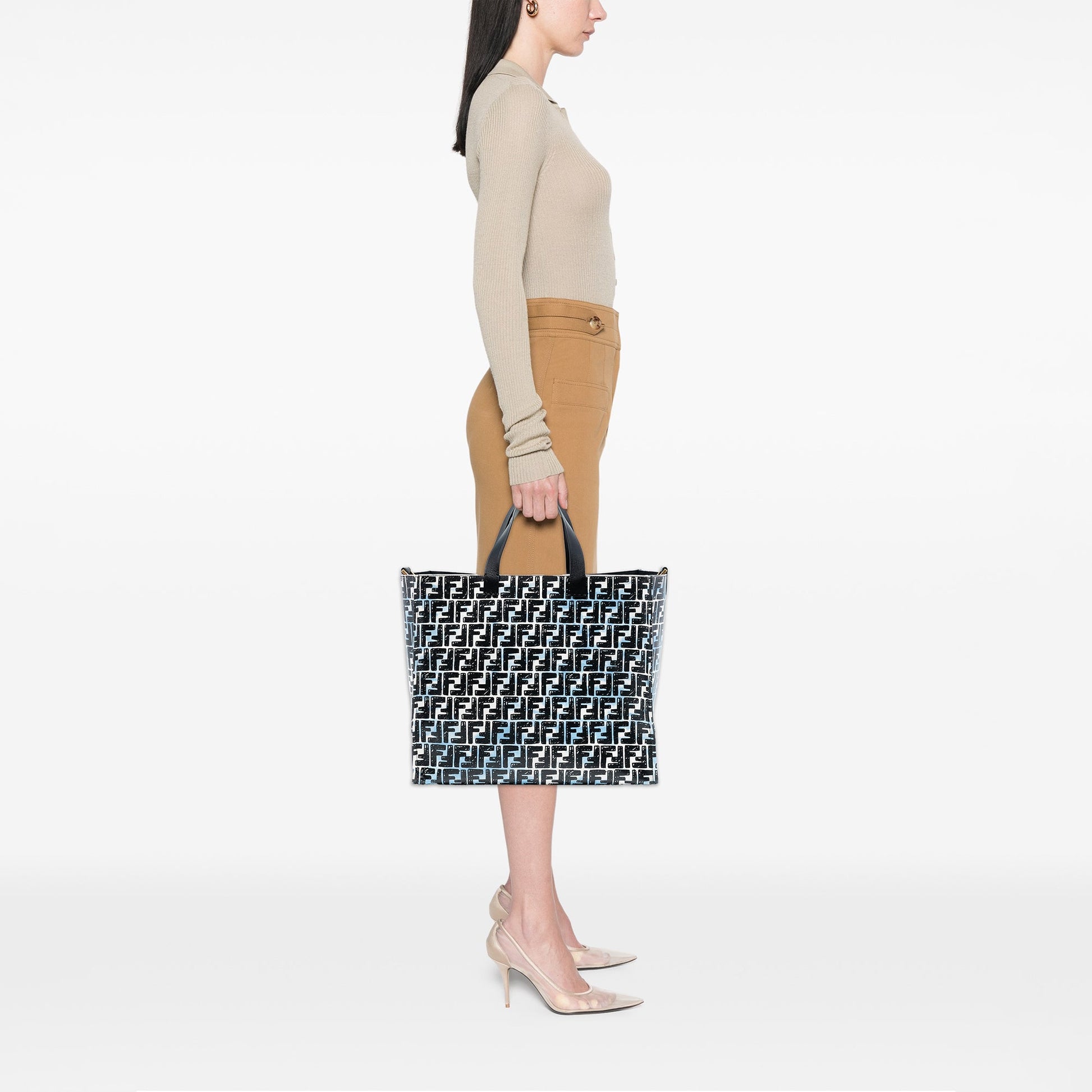 Fendi Joshua Vides Zucca Coated Canvas Cloudy Shopper Satchel