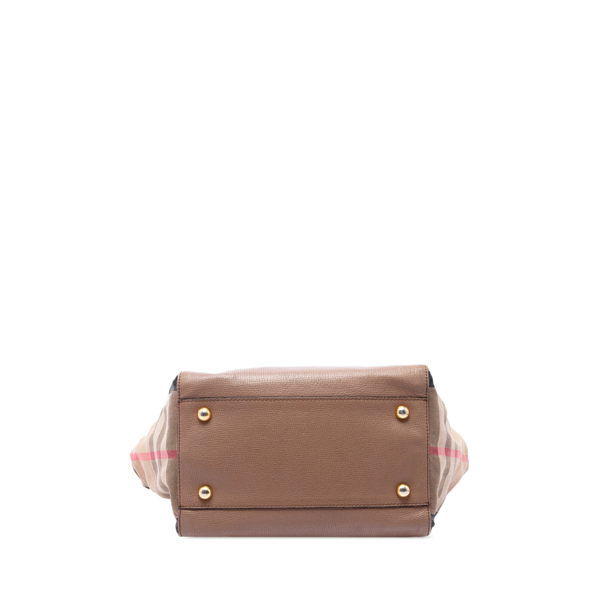 Burberry Small Derby Calfskin and House Check Canvas Canterbury Tote