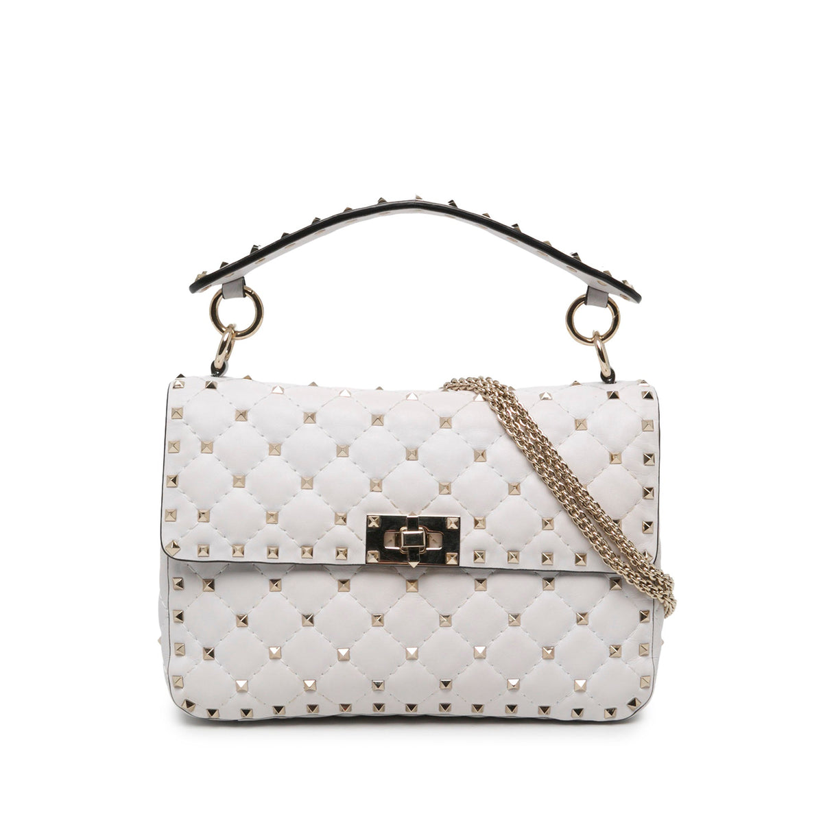 Valentino Medium Nappa Rockstud Spike Satchel — White