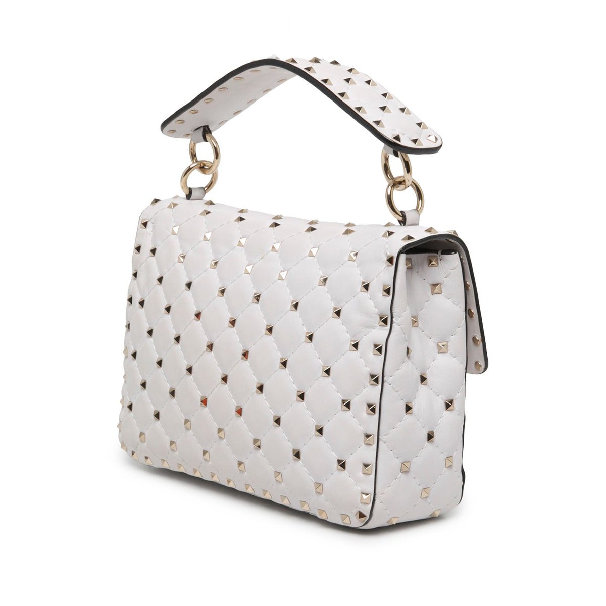 Valentino Medium Nappa Rockstud Spike Satchel — White