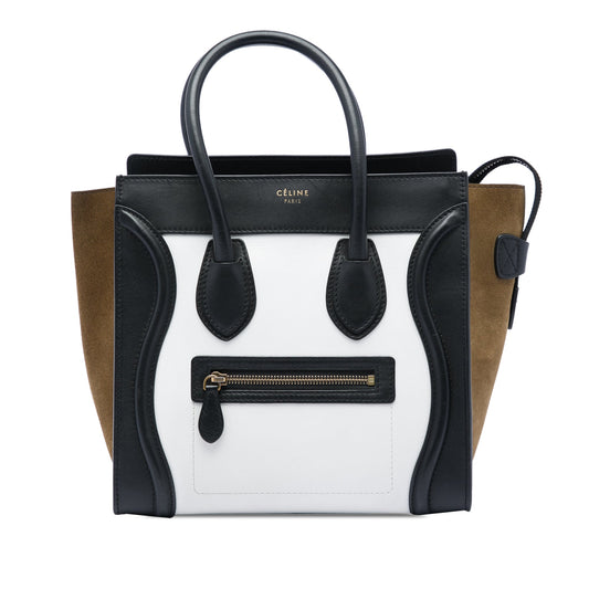 Celine Micro Tricolor Calfskin and Suede Luggage Tote