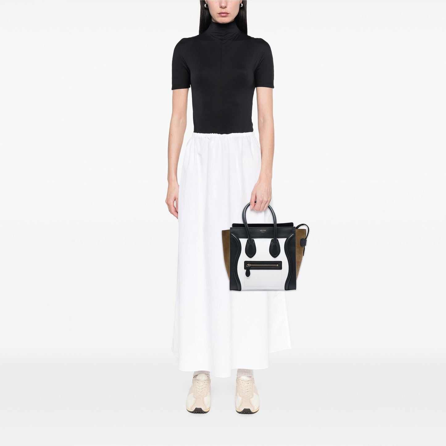 Celine Micro Tricolor Calfskin and Suede Luggage Tote
