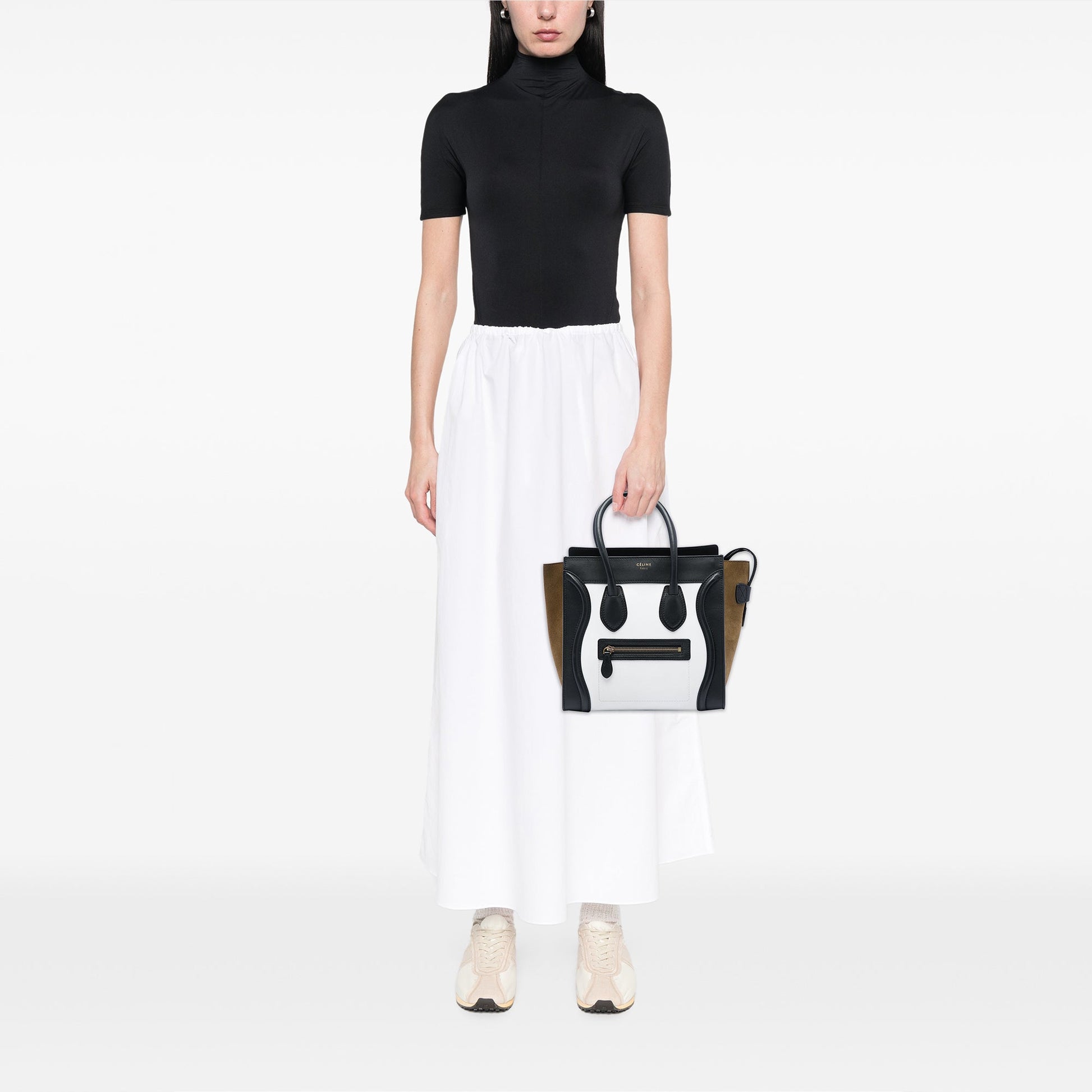 Celine Micro Tricolor Calfskin and Suede Luggage Tote