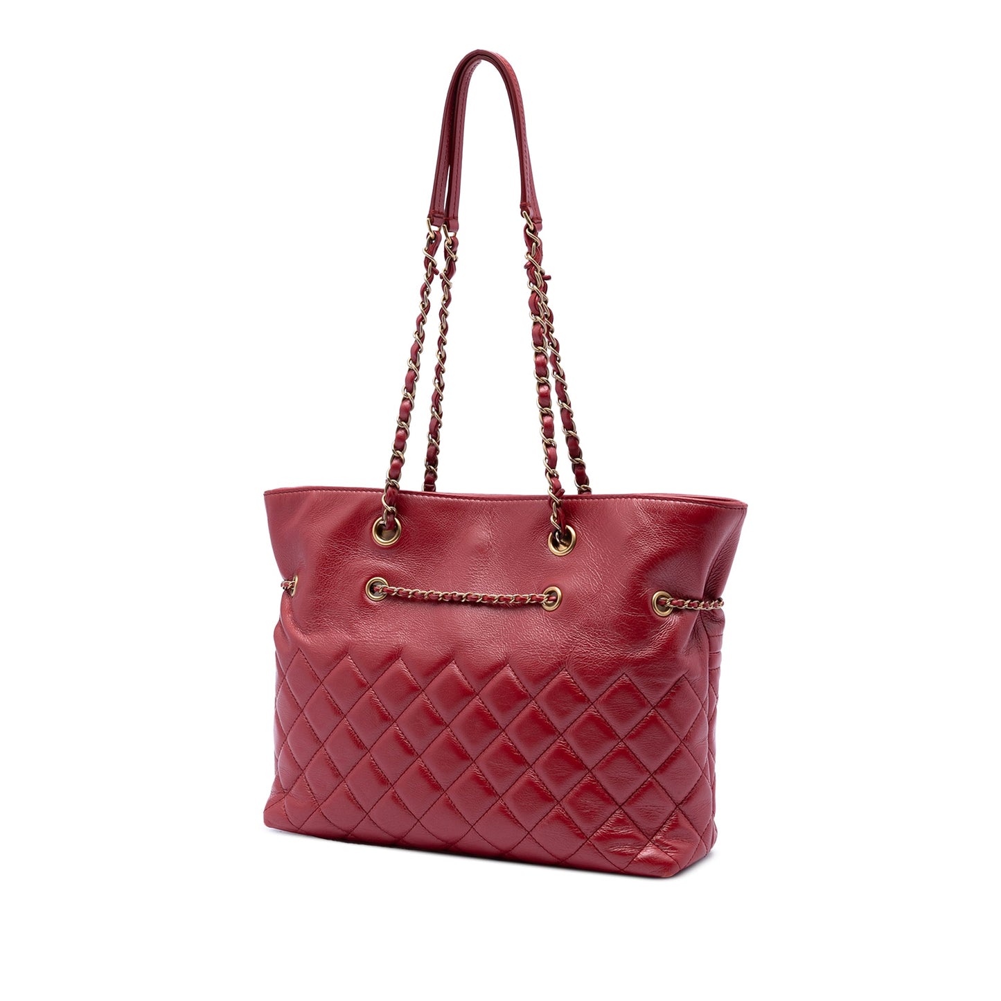 Chanel CC Quilted Calfskin Front Zip Drawstring Chain Tote