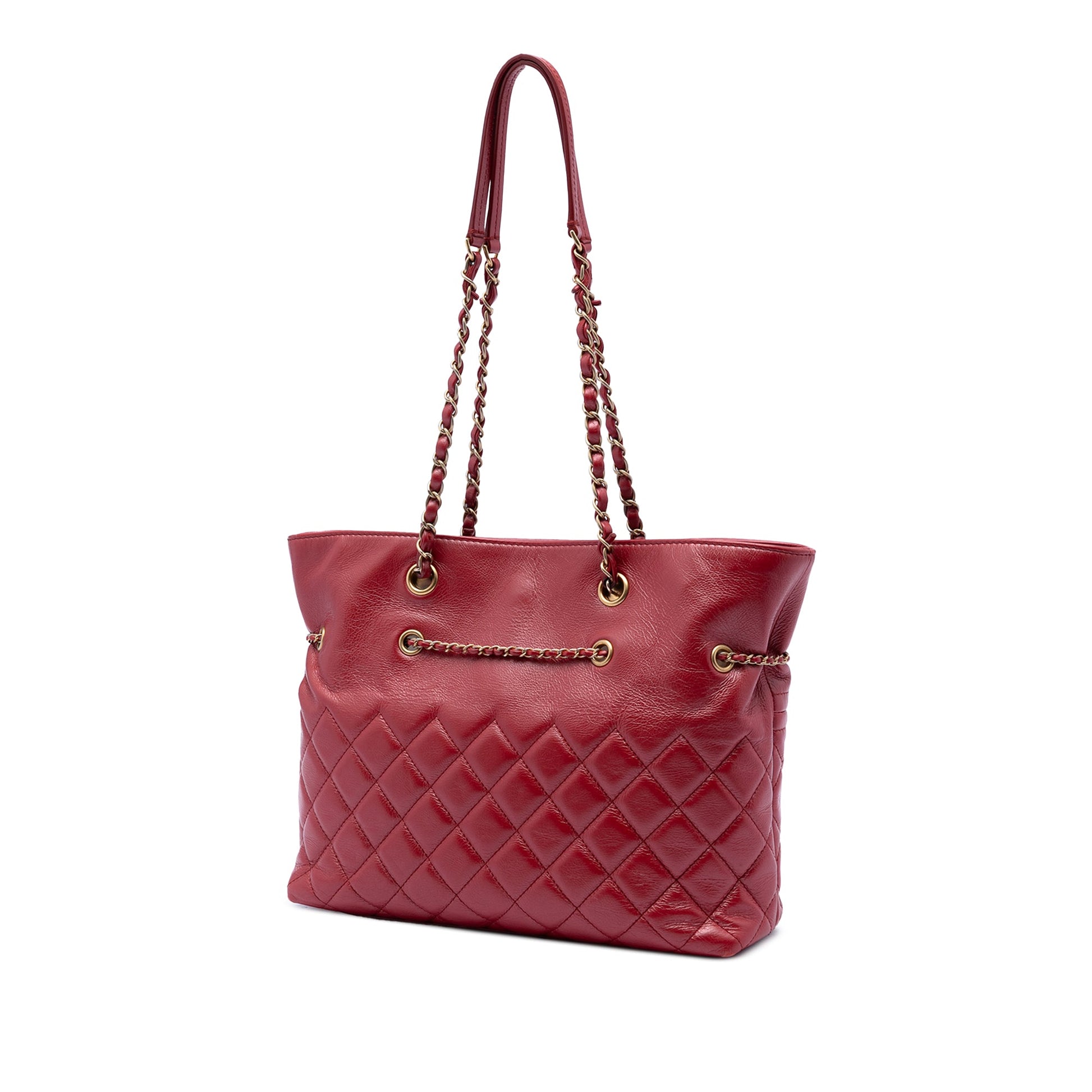 Chanel CC Quilted Calfskin Front Zip Drawstring Chain Tote