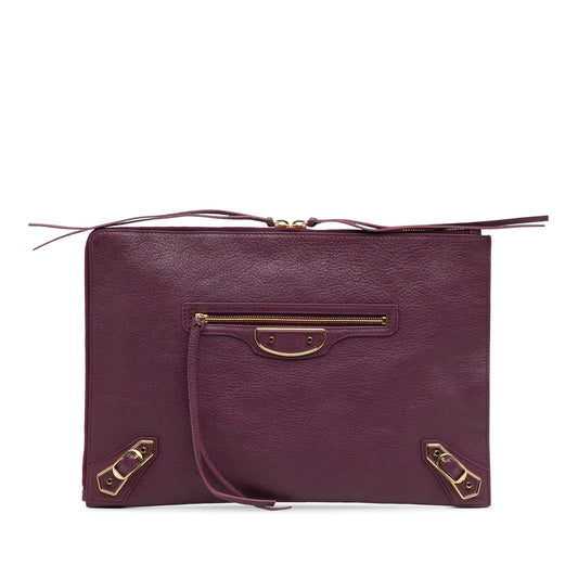 Balenciaga Goatskin Motocross Classic Metallic Edge Clutch