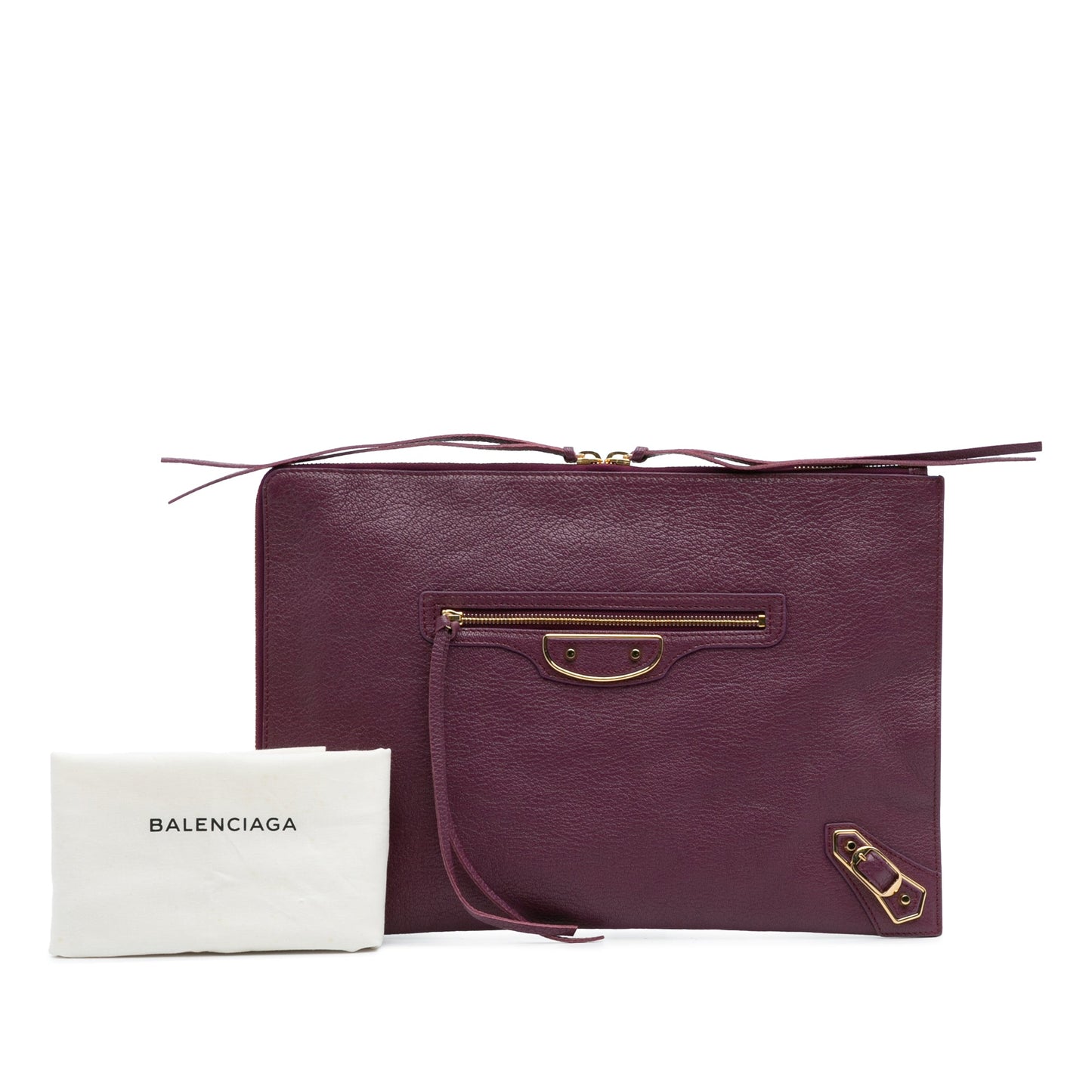 Balenciaga Goatskin Motocross Classic Metallic Edge Clutch