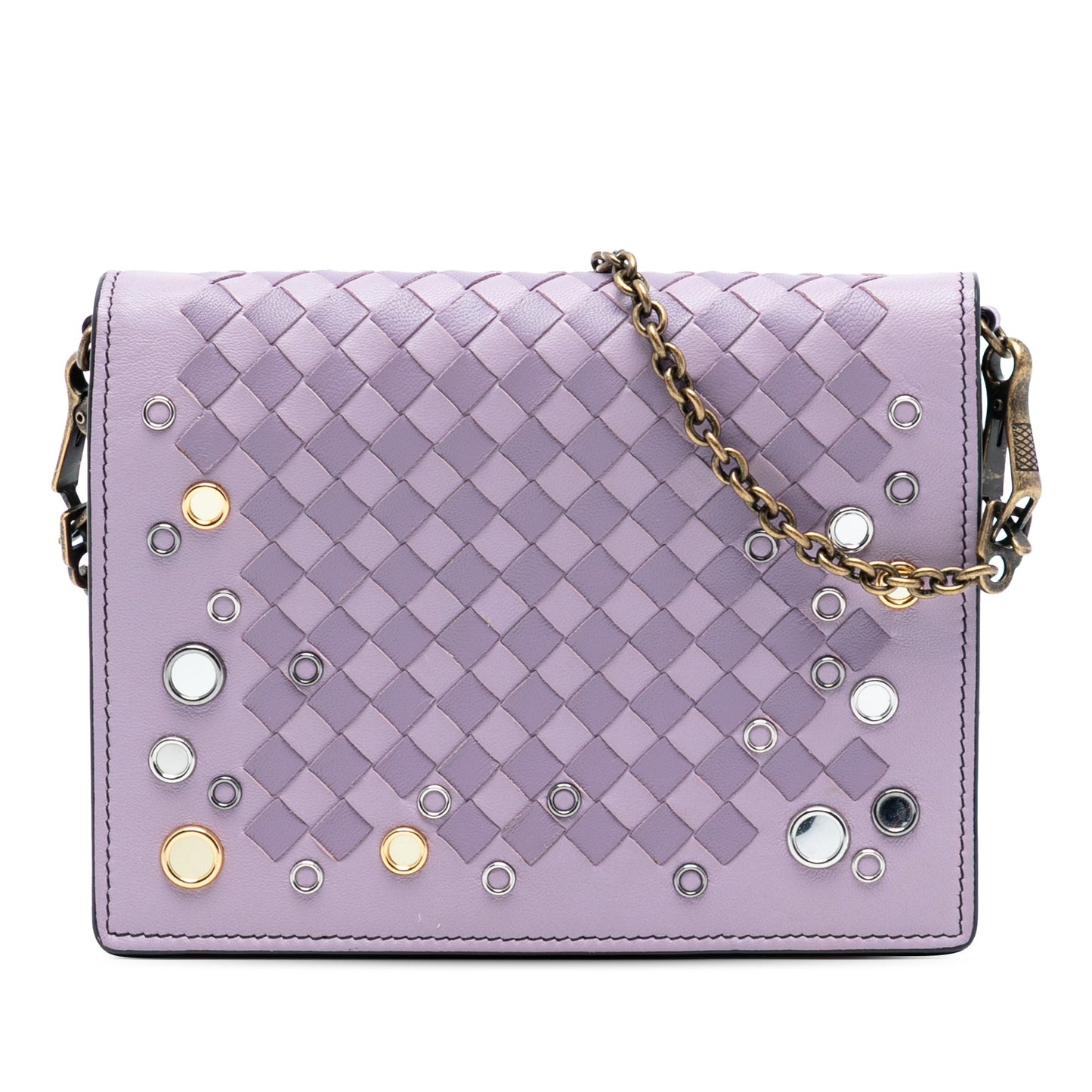 Bottega Veneta Nappa Intrecciato Studded Wallet on Chain