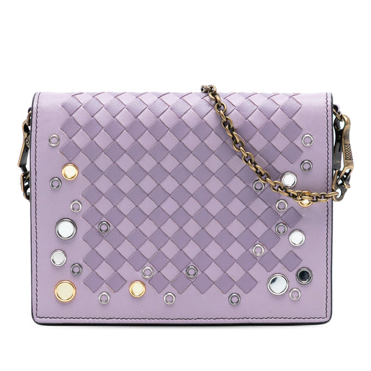 Bottega Veneta Nappa Intrecciato Studded Wallet on Chain