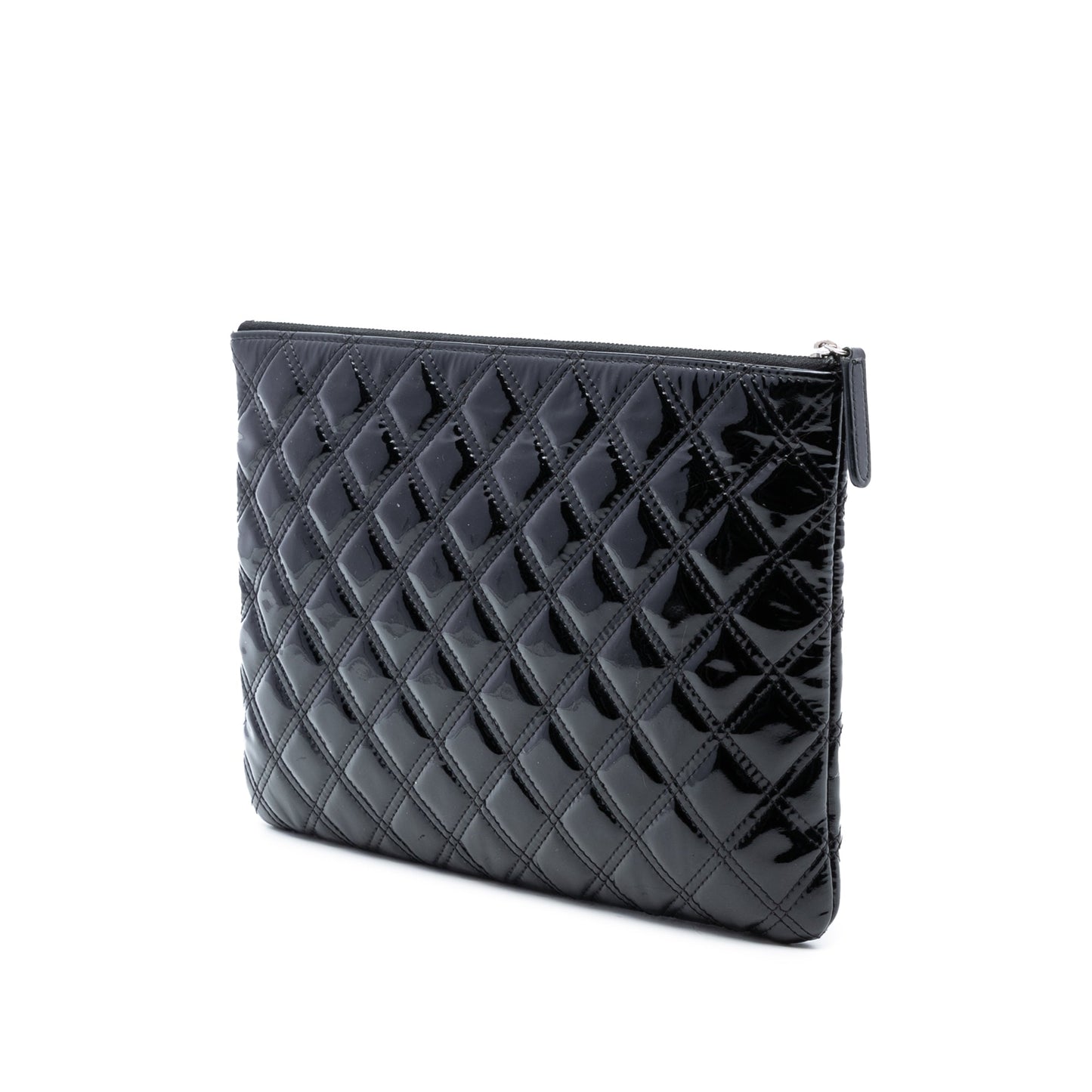 Chanel Medium Quilted Patent Double Stitch O Case Clutch