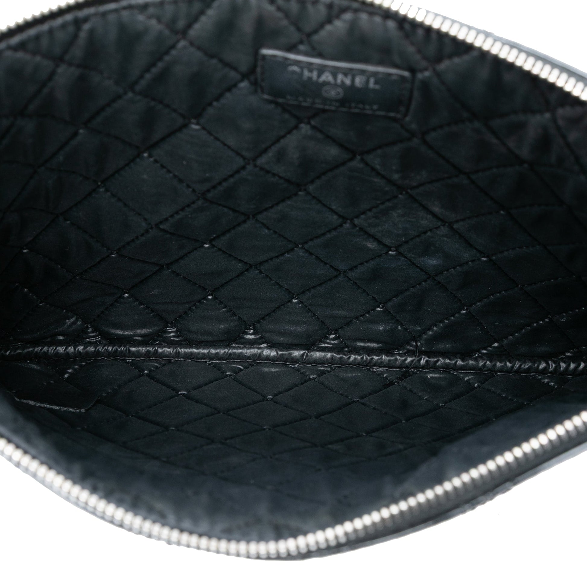 Chanel Medium Quilted Patent Double Stitch O Case Clutch