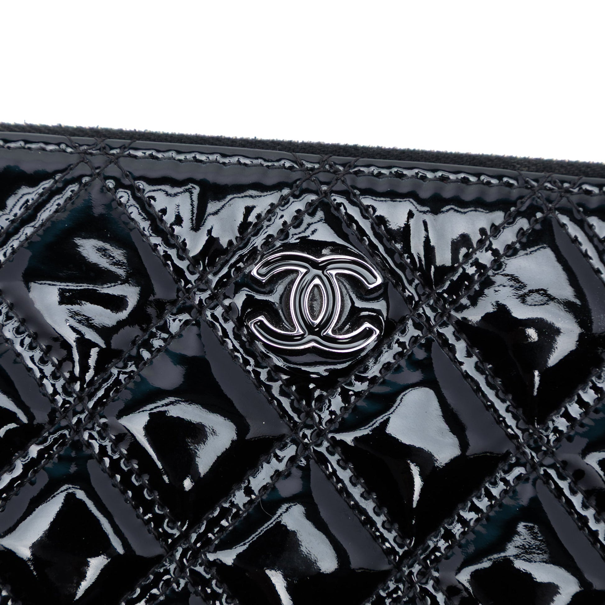 Chanel Medium Quilted Patent Double Stitch O Case Clutch