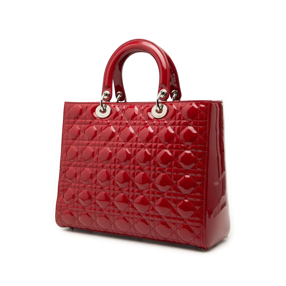 Dior Large Patent Cannage Lady Dior — Red