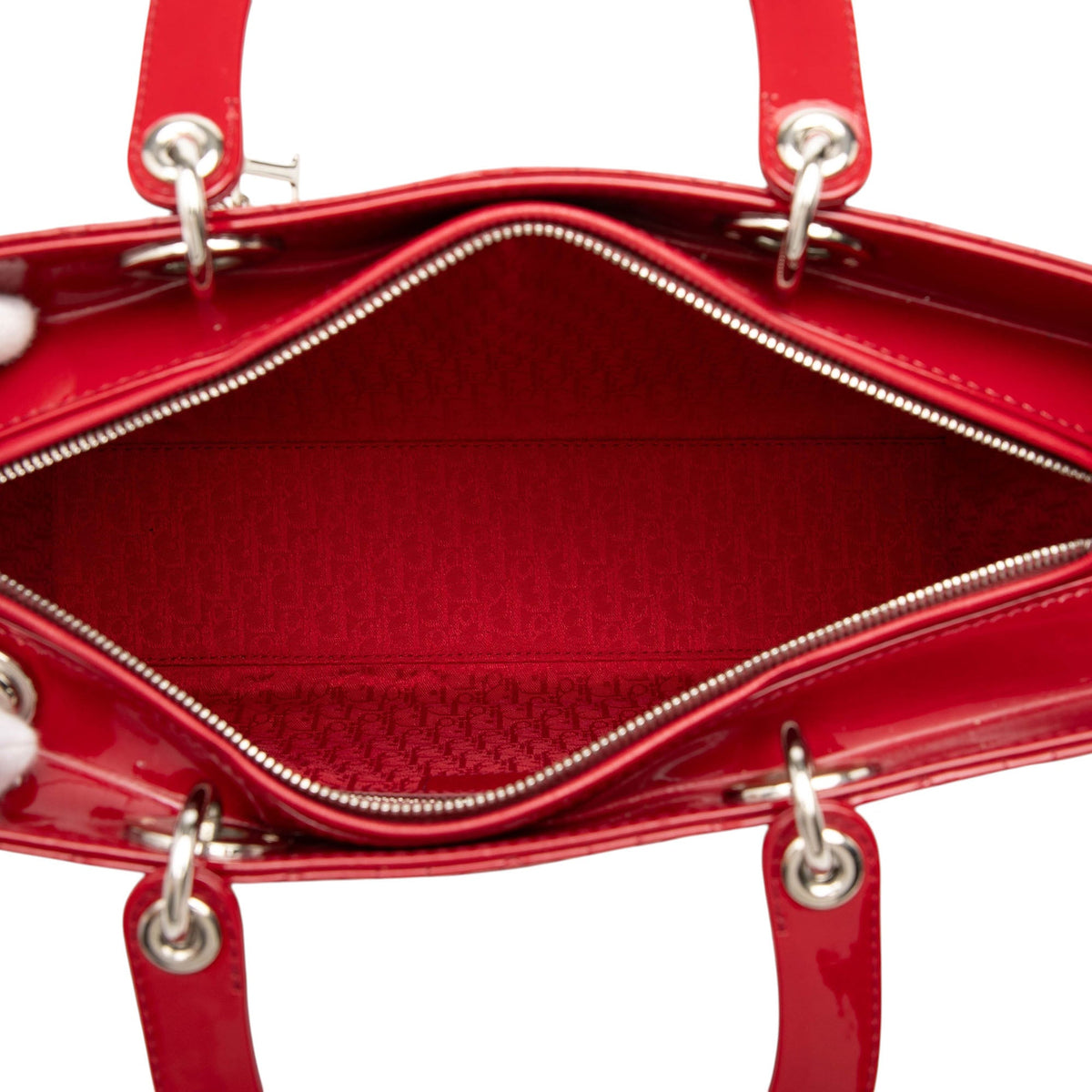 Dior Large Patent Cannage Lady Dior — Red