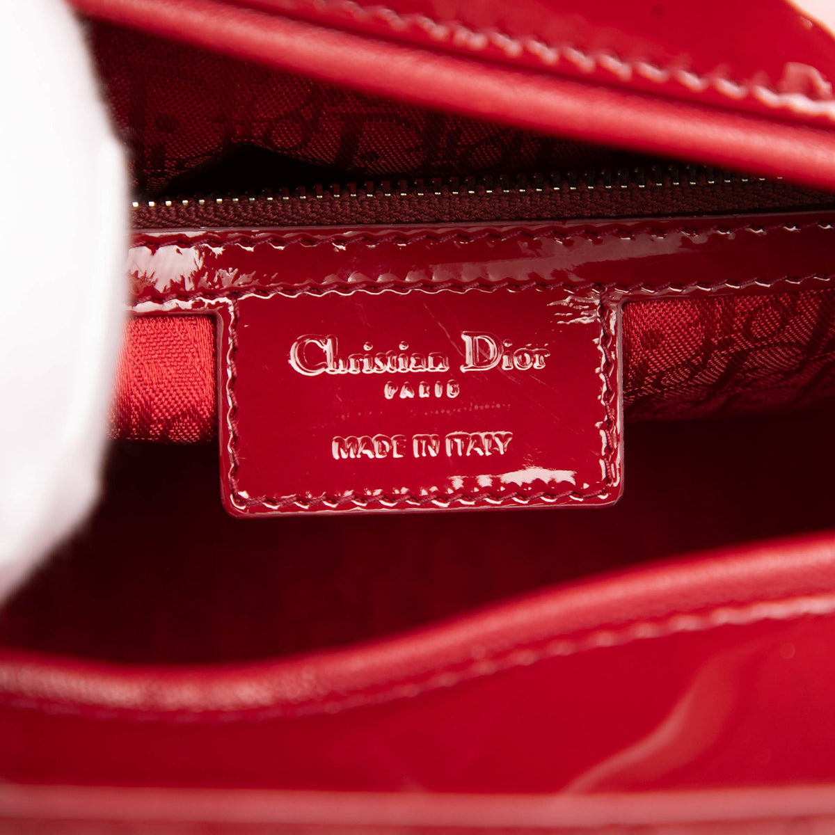 Dior Large Patent Cannage Lady Dior — Red
