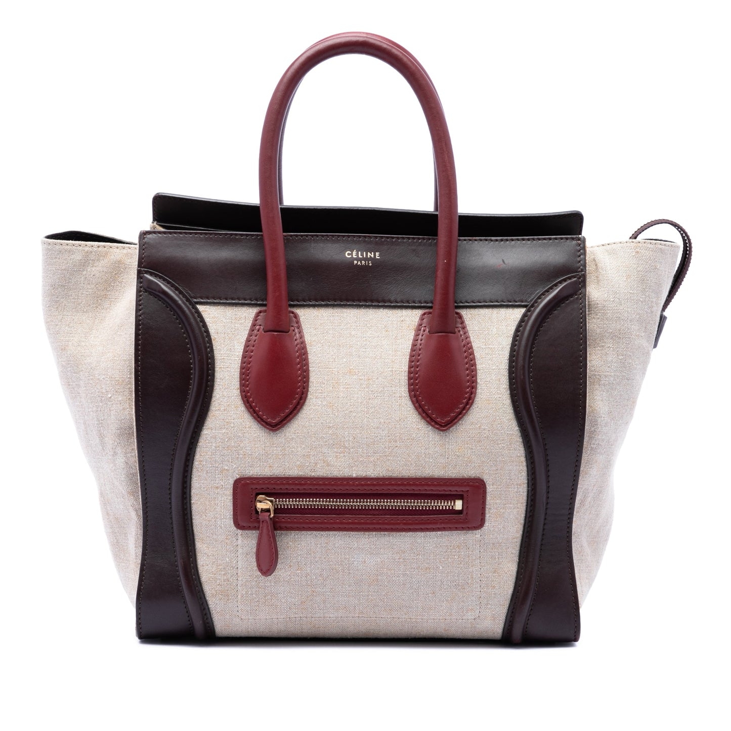 Celine Mini Tricolor Canvas and Leather Luggage Tote