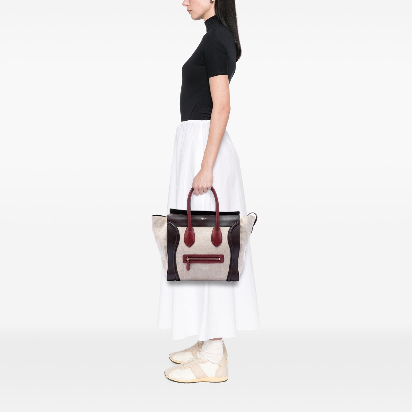 Celine Mini Tricolor Canvas and Leather Luggage Tote