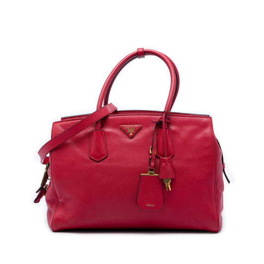 Prada Vitello Daino Zip Top Convertible Tote