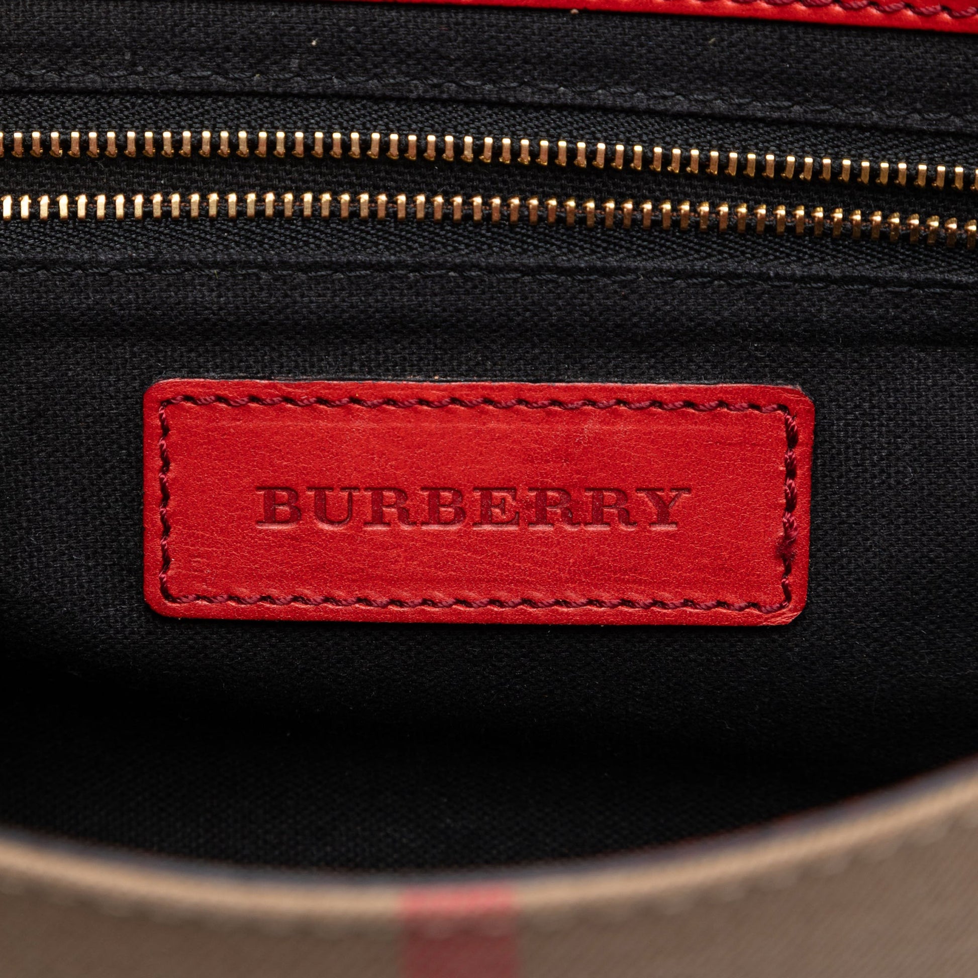 Burberry Leather and House Check Canvas Bridle Abbott Crossbody