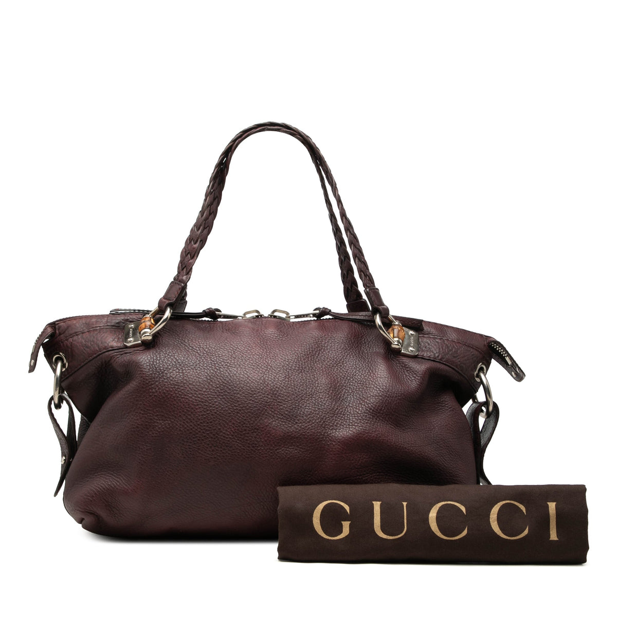 Gucci Medium Leather Bamboo Bar Tote
