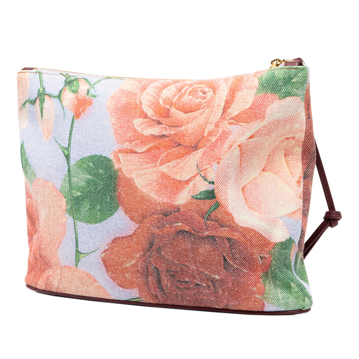 LOEWE Paulas Ibiza Canvas Rose Print Clutch — Blue
