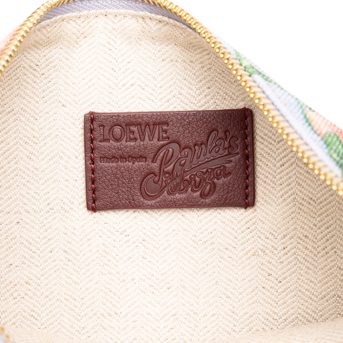 LOEWE Paulas Ibiza Canvas Rose Print Clutch — Blue