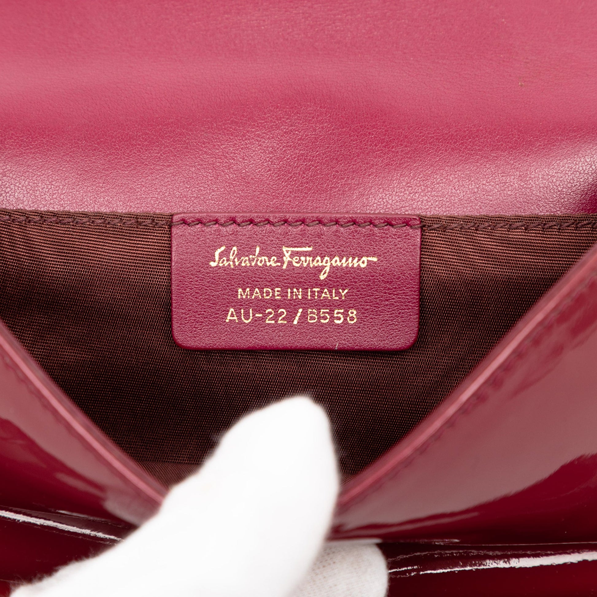 Ferragamo Patent Vara Bow Chain Crossbody