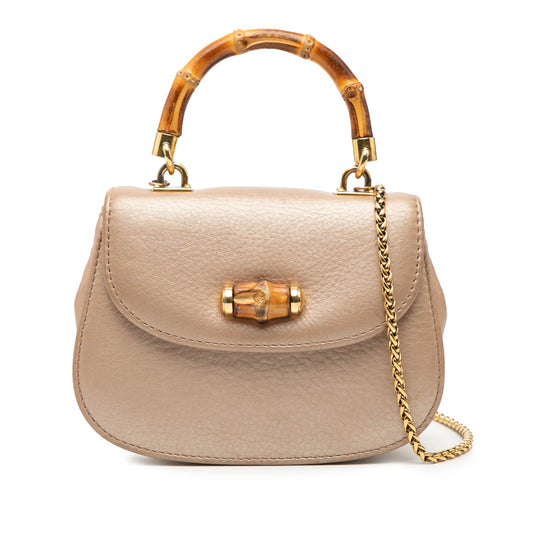 Gucci Mini Metallic Calfskin Bamboo Night