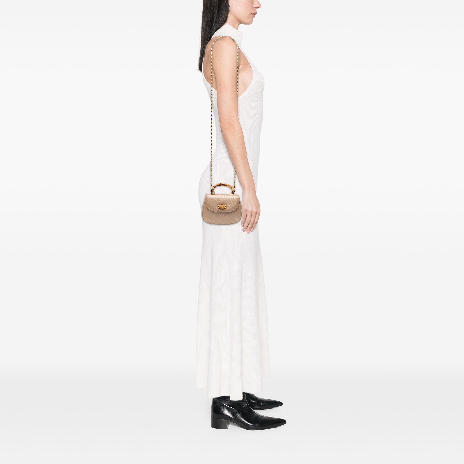 Gucci Mini Metallic Calfskin Bamboo Night
