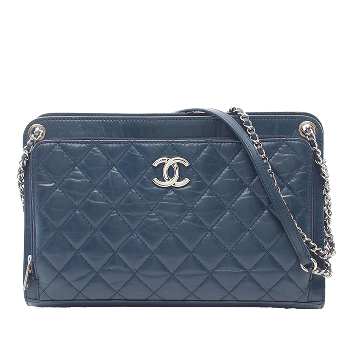 Chanel CC Quilted Aged Calfskin Shoulder Bag — Blue