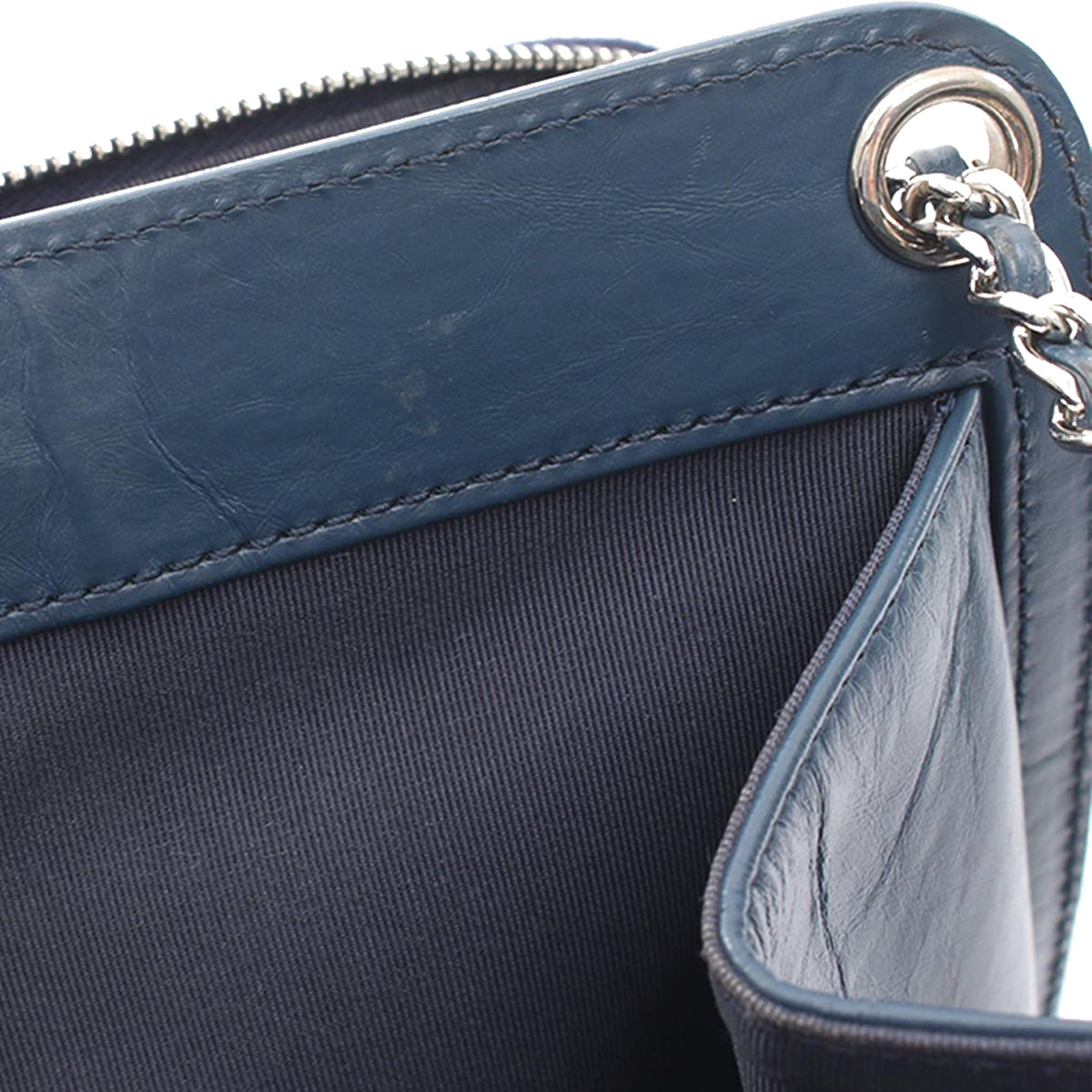 Chanel CC Quilted Aged Calfskin Shoulder Bag — Blue