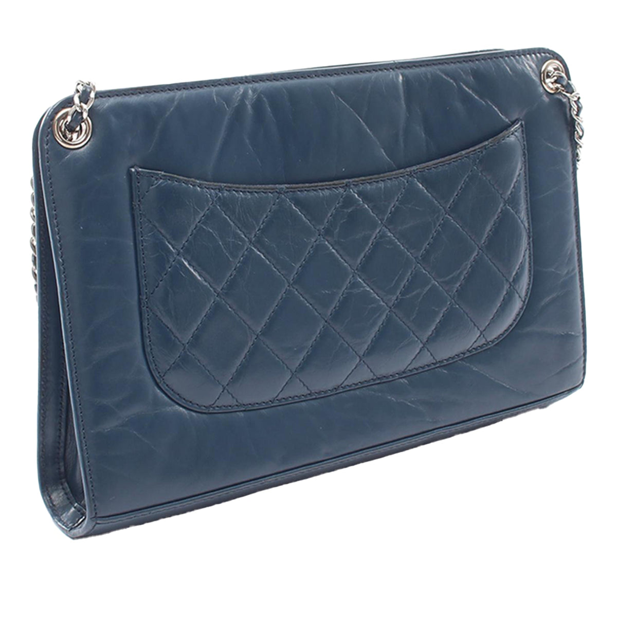 Chanel CC Quilted Aged Calfskin Shoulder Bag — Blue