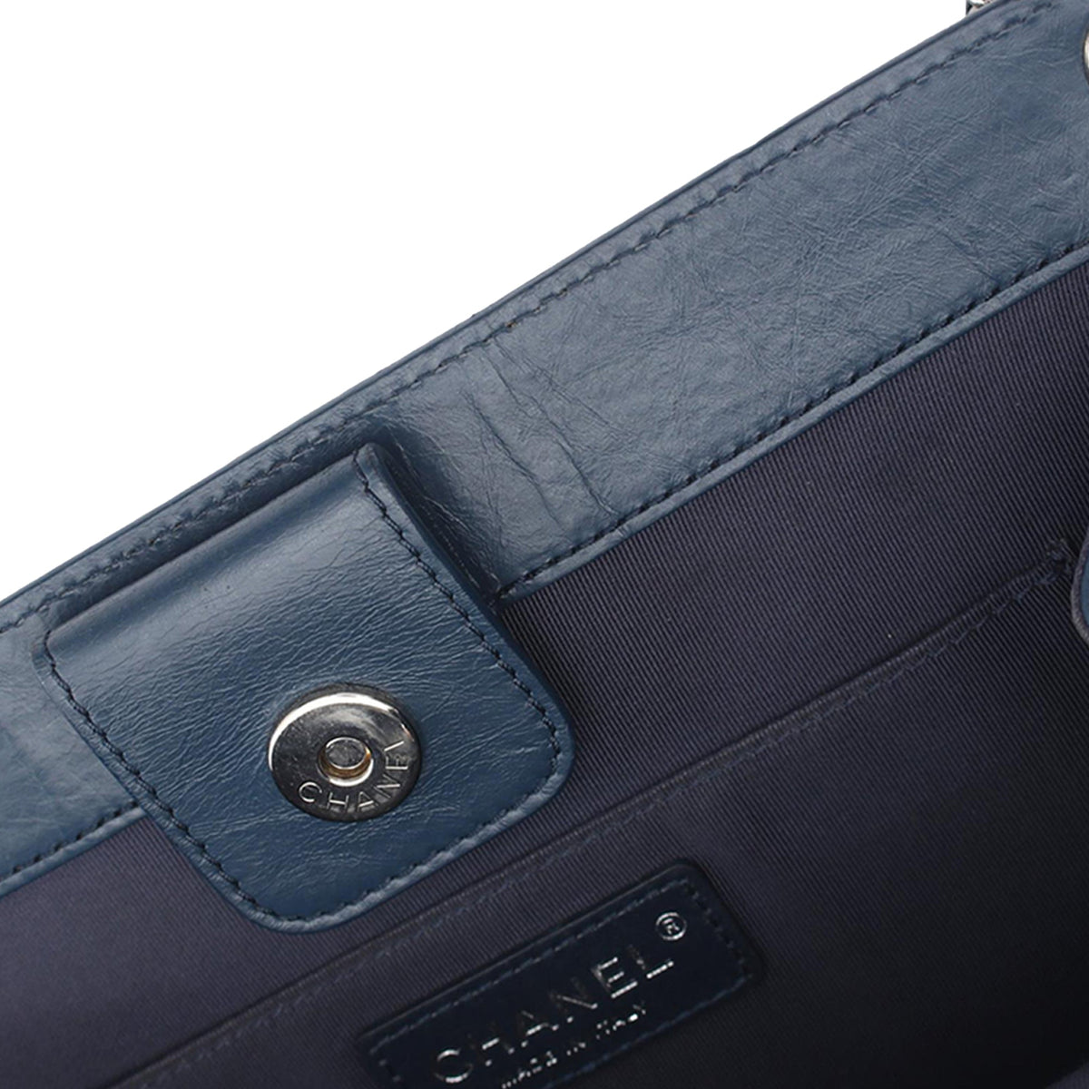 Chanel CC Quilted Aged Calfskin Shoulder Bag — Blue