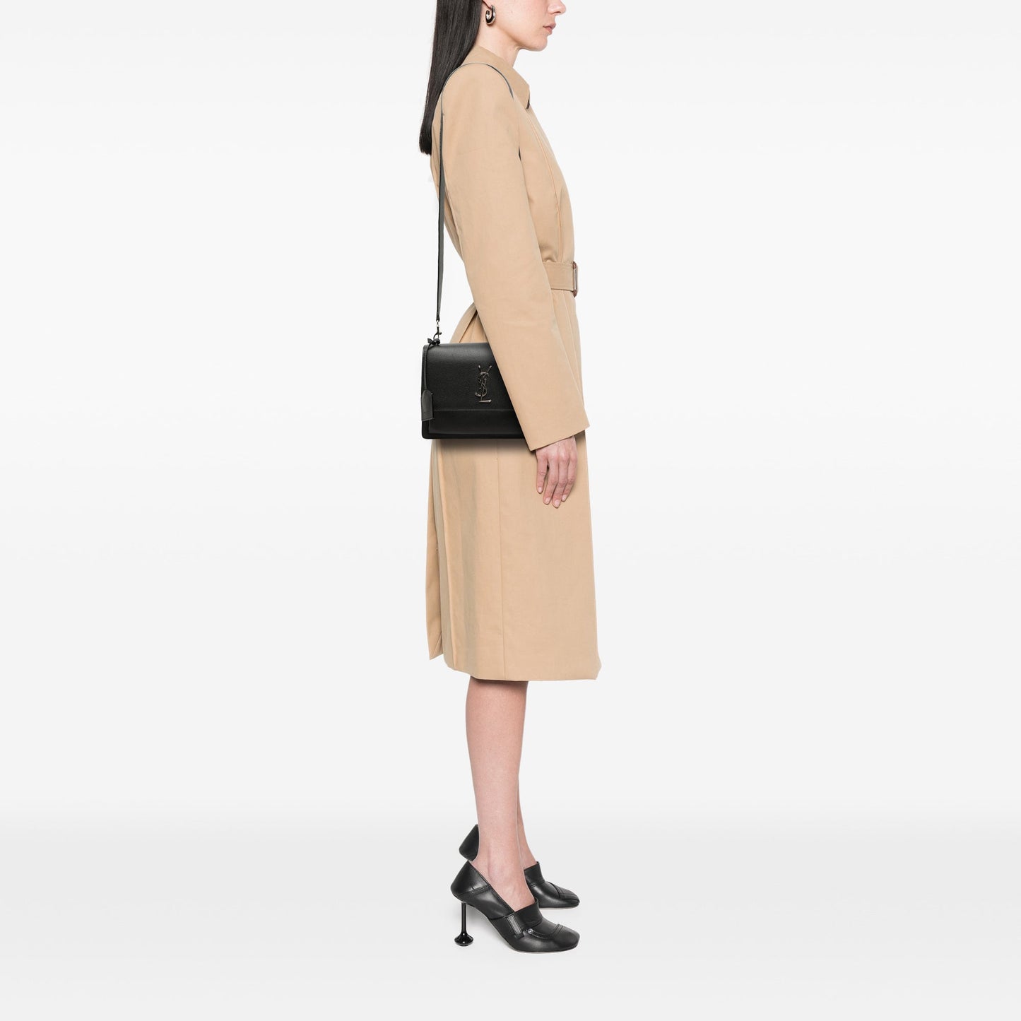 Saint Laurent Medium Grained Calfskin Monogram Sunset Crossbody
