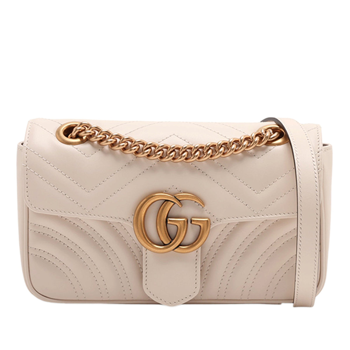 Gucci Small GG Marmont Matelasse Calfskin Shoulder Bag — White