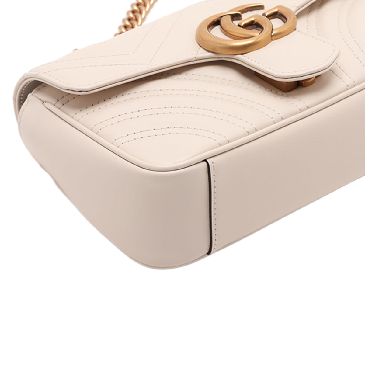 Gucci Small GG Marmont Matelasse Calfskin Shoulder Bag — White