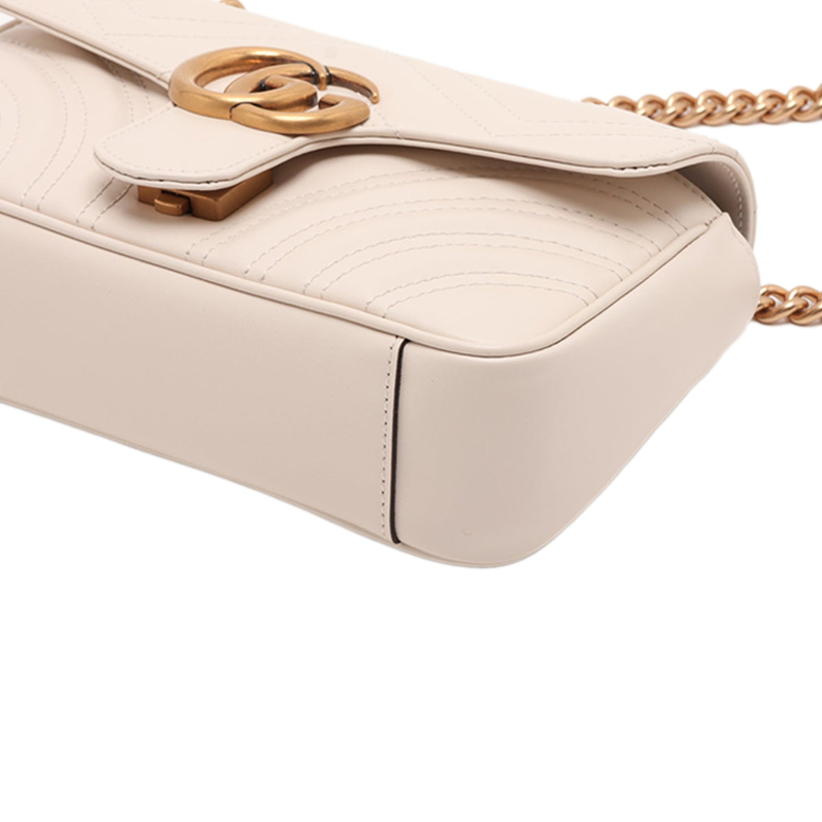 Gucci Small GG Marmont Matelasse Calfskin Shoulder Bag — White