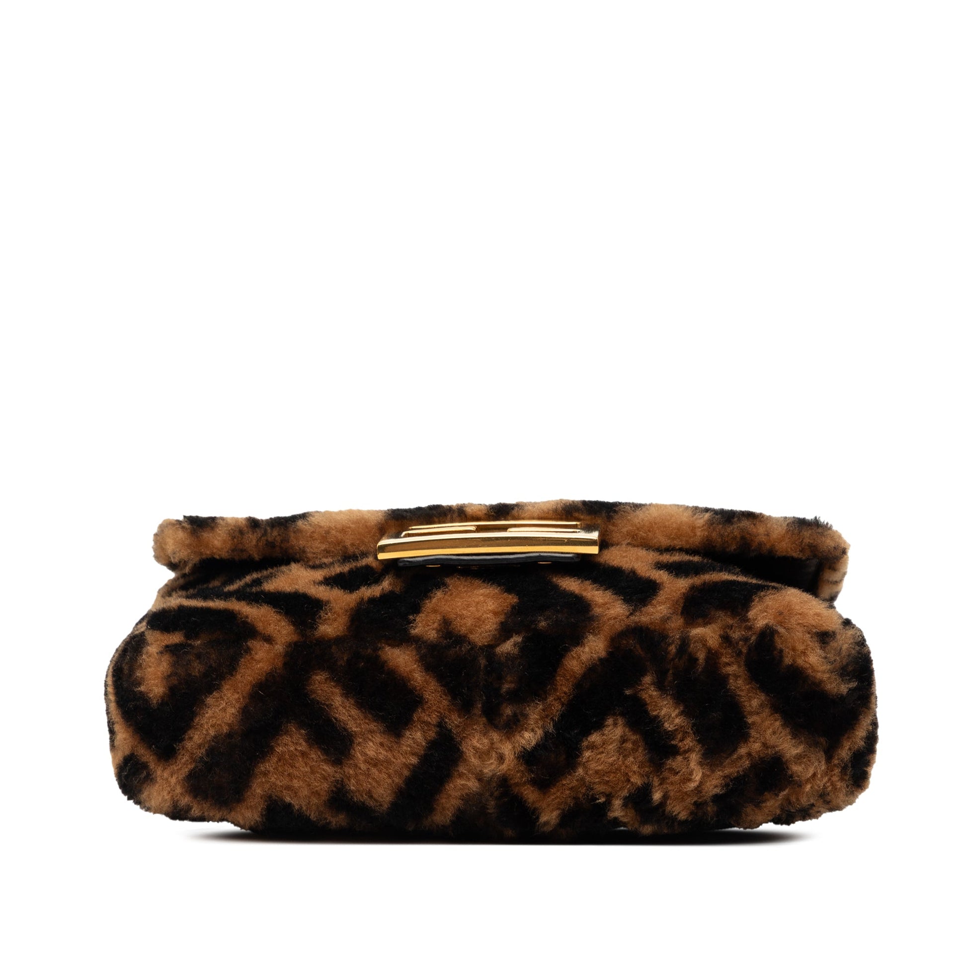 Fendi Mini Zucca Shearling Chain Baguette Satchel