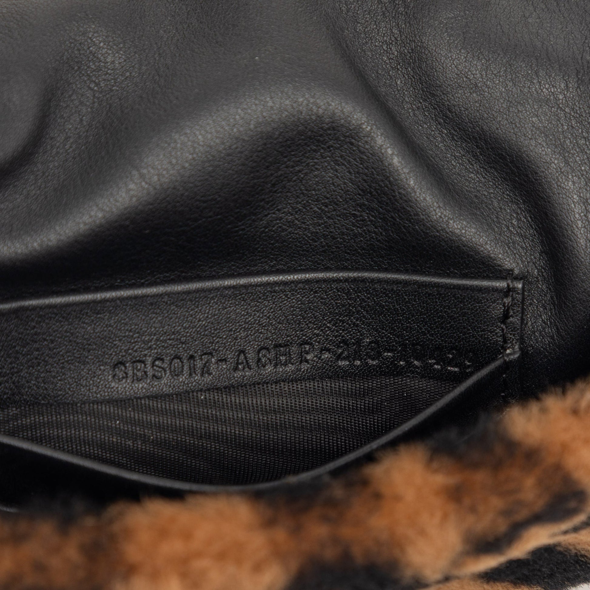 Fendi Mini Zucca Shearling Chain Baguette Satchel