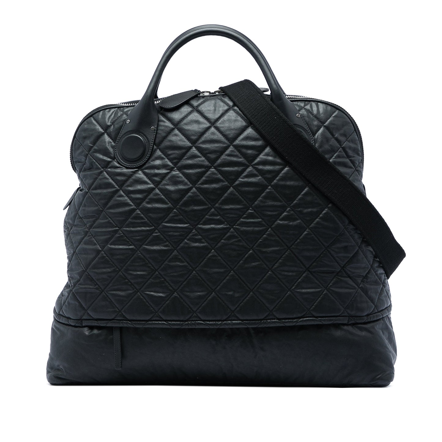 Chanel Extra Large Quilted Coated Canvas Expandable Zip Travel Bag
