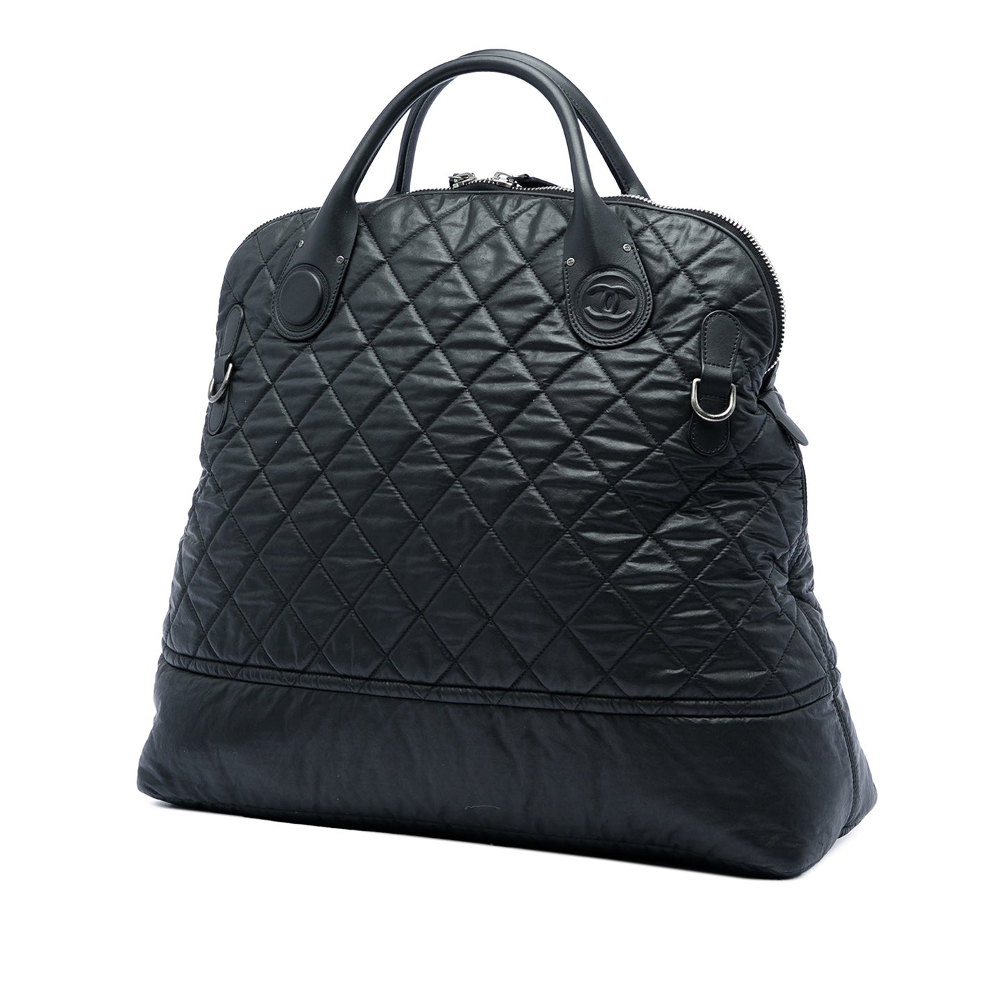 Chanel Extra Large Quilted Coated Canvas Expandable Zip Travel Bag